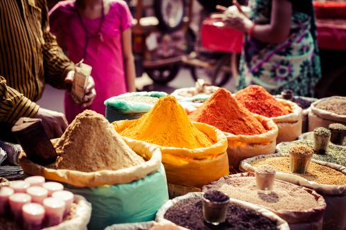 A spice market in India