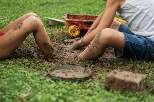 Children playing in the mud