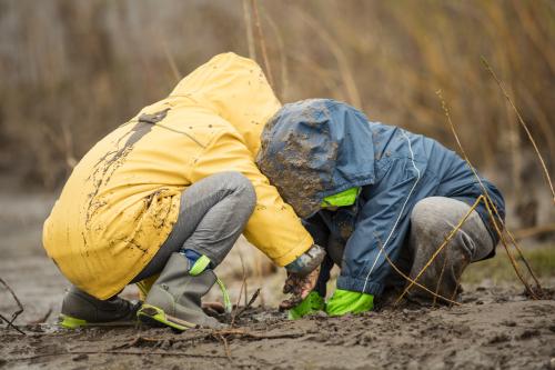 Children playing in the mud