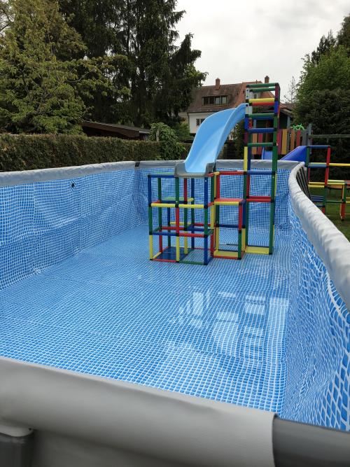 Water slide in a pool