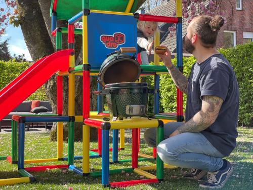 Father and son at the “barbecue”